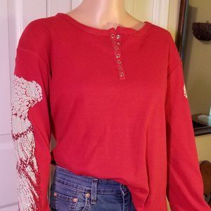 Cowgirl Tuff Never Give Up Red Tee XL